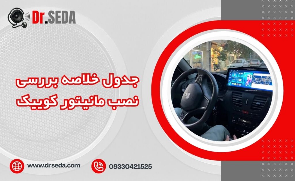 جدول خلاصه بررسی نصب مانیتور کوییک